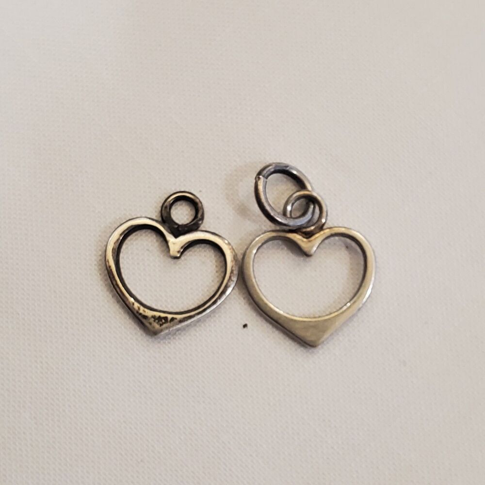 Pair Of Sterling Silver Heart Charms